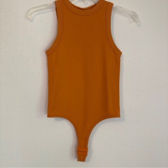Happily Grey Women's Sleeveless Ribbed Crew Neck Bodysuit Orange Size M/L - Picture 2 of 12